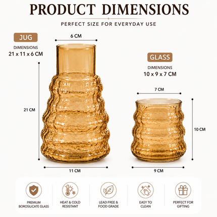 Premium Borosilicate Glass Water Jug & Tumbler Set