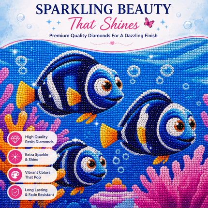 Diamond Painting Kit for Kids & Adults DIY Wall Decor(Fish)