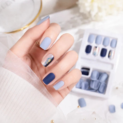 Ready to use Acrylic gel nails-Blue & Marble(635-05)