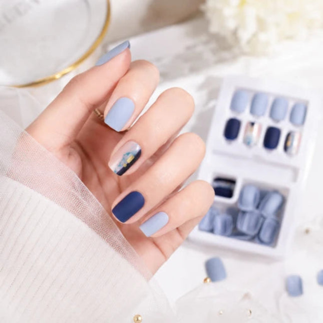 Ready to use Acrylic gel nails-Blue & Marble(635-05)