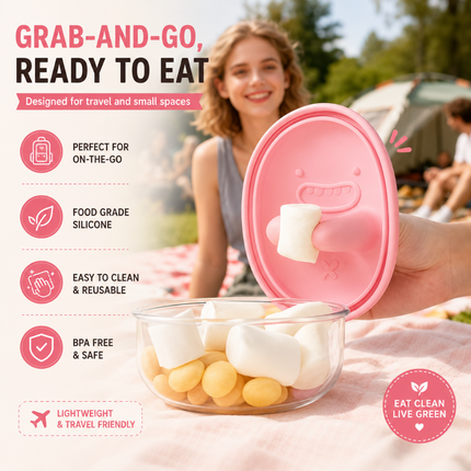 Portable Snacks Box with Silicone Lid