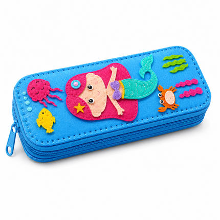 DIY Felt Pencil Case Sewing Kit for Kids with Zipper (Mermaid)