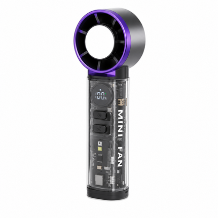 Portable Bladeless Mini Fan with Digital Display, USB Rechargeable