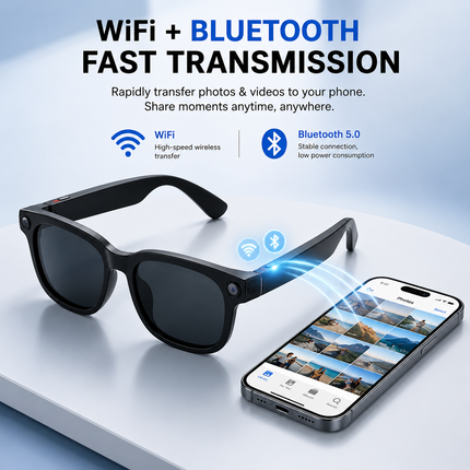 AI Smart Glasses with HD Camera & Bluetooth Voice Control