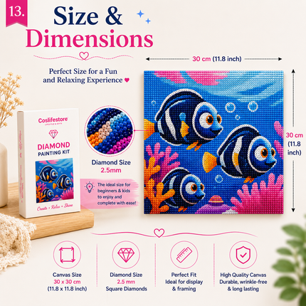 Diamond Painting Kit for Kids & Adults DIY Wall Decor(Fish)