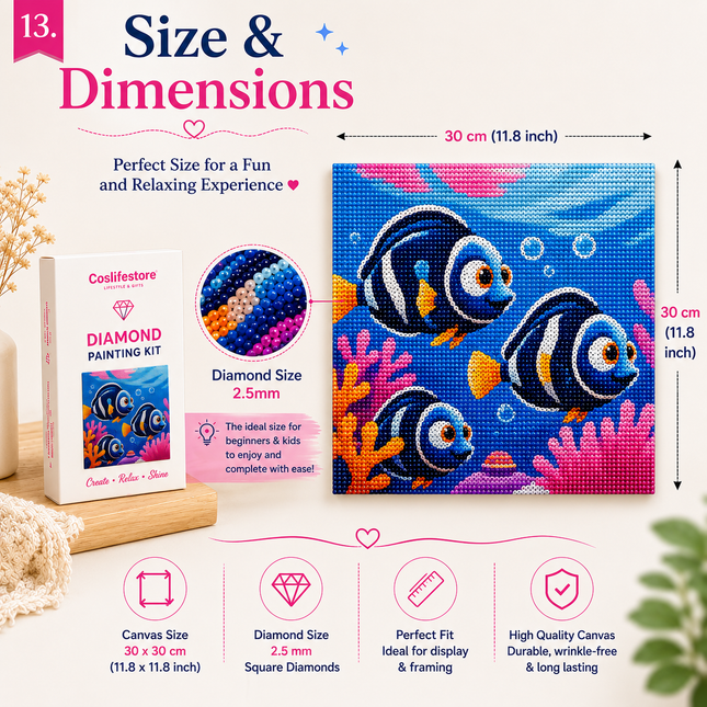 Diamond Painting Kit for Kids & Adults DIY Wall Decor(Fish)