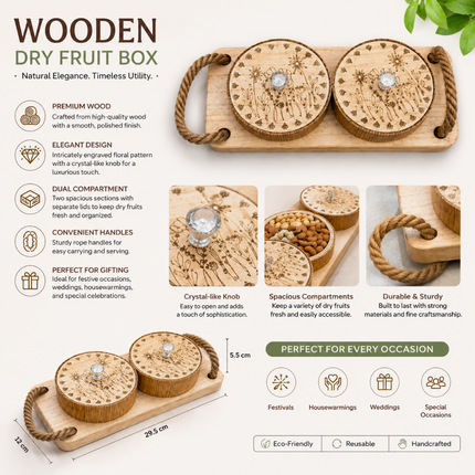 Premium Wooden Dry Fruit Box with Serving Tray(Model A)