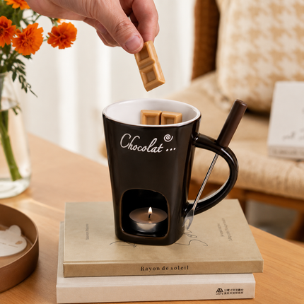 Chocolate Fondue Mug for Desserts & Drinks (Brown)