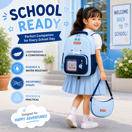 Kids School Backpack with Matching Sling Bag B (Sky)