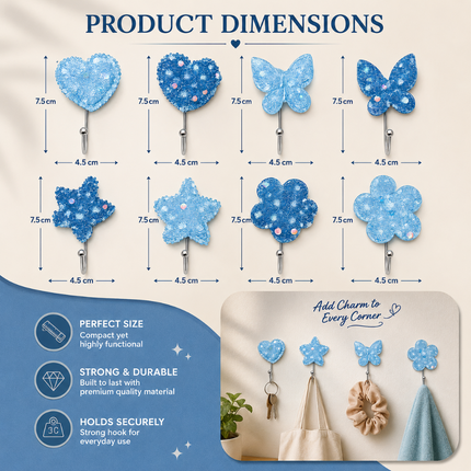 Cute Decorative Wall Hooks Pack of 8