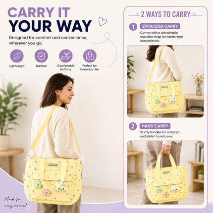 Baby Diaper Bag with Multiple Pockets and Shoulder Strap(Yellow)