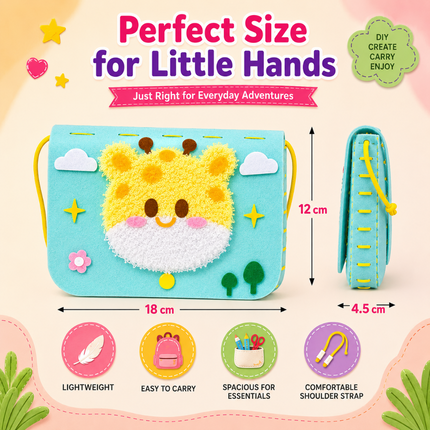 Handmade DIY Felt Shoulder Bag Craft Kit for Kids(Sky blue)
