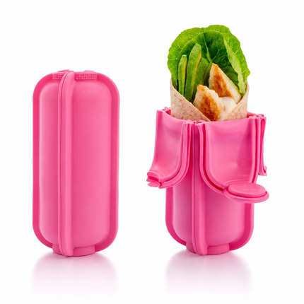 Food Silicone Wrap Holder Portable Reusable Food Container(Pink)