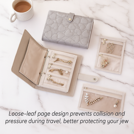 Heart Quilted Travel jewellery Organizer(Elegant Grey)