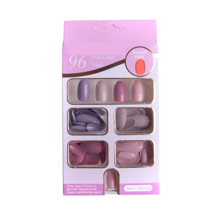 Pack of 96 Press On Nails (round- Pinks & Lilac)-lilac-96