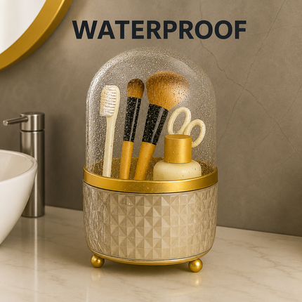 360° Rotating Makeup Organizer with Golden Base