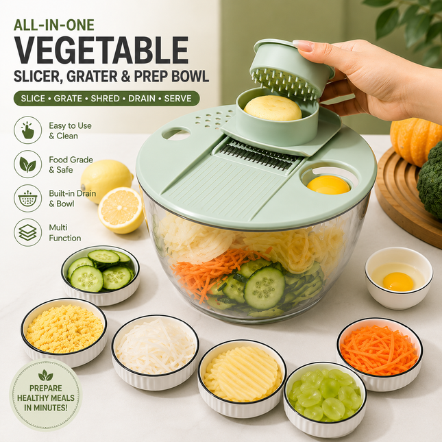 Multifunction Vegetable Chopper with Salad Spinner Bowl