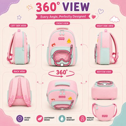 Kids School Backpack with Matching Sling Bag(Pink)