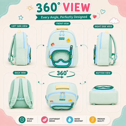 Kids School Backpack with Matching Sling Bag(Sea green)