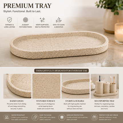 Bathroom Accessories Set of 4 (Beige)