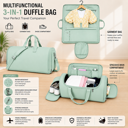 Premium Travel Duffel Bag(Mint green)