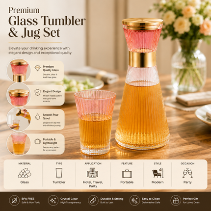 Premium Glass Jug and Glass Set Pack of 7(Model A)
