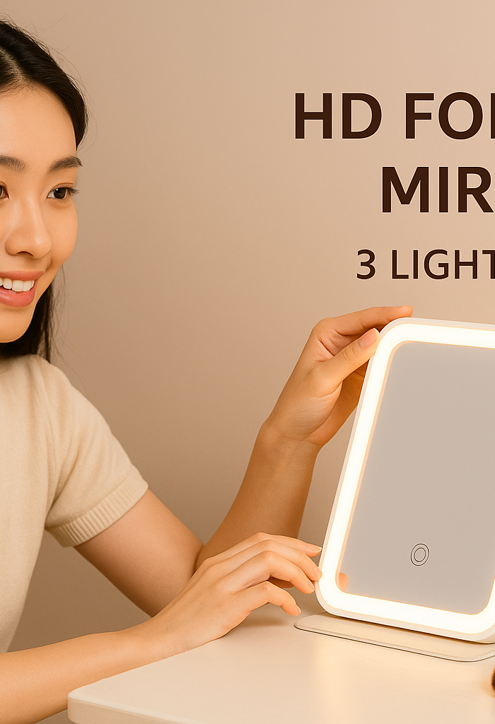 <h3><strong>“The Ultimate HD Makeup mirror”</strong><em>with three light modes and dimmable effect</em></h3>
