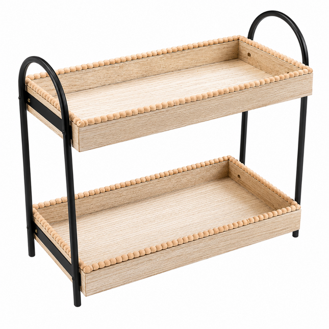 Coslifestore Luxury Wooden 2-Tier Multipurpose Organizer Tray