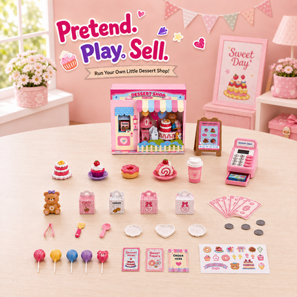 Mini DIY Pretend Play Shop Kit for Kids (Pink)