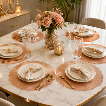 Table Mats Pack of 6 for Dining & Home Decor (Bronze)