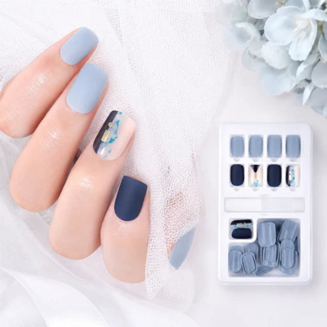 Ready to use Acrylic gel nails-Blue & Marble(635-05)