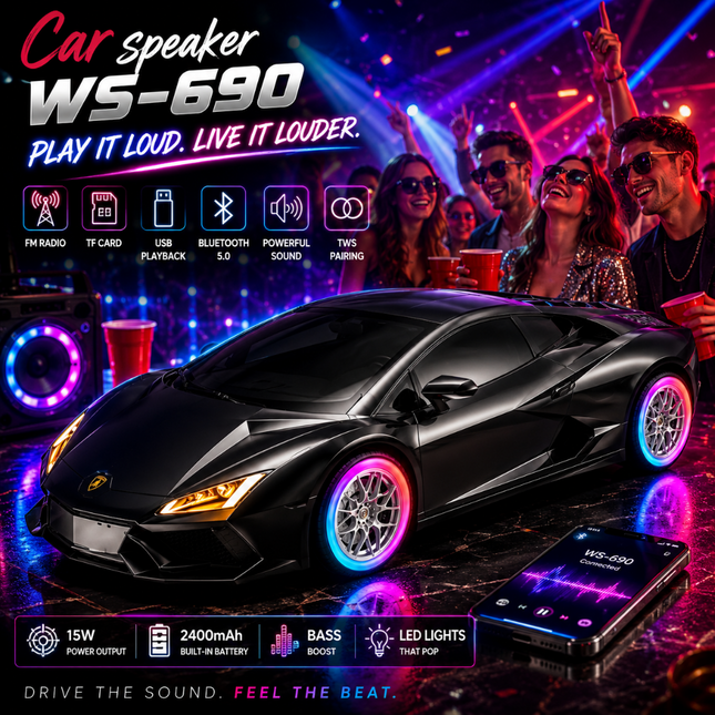 Car Shape Bluetooth Speaker with RGB Lights