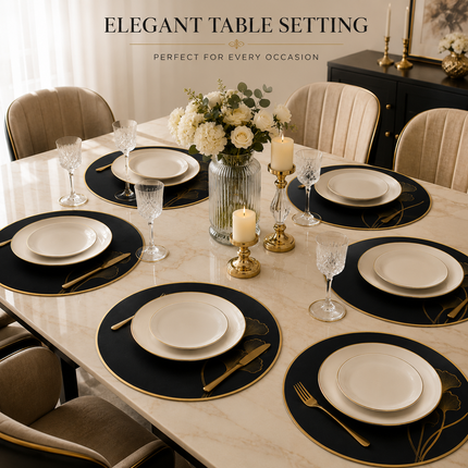 Table Mats Pack of 6 for Dining & Home Decor (Black)