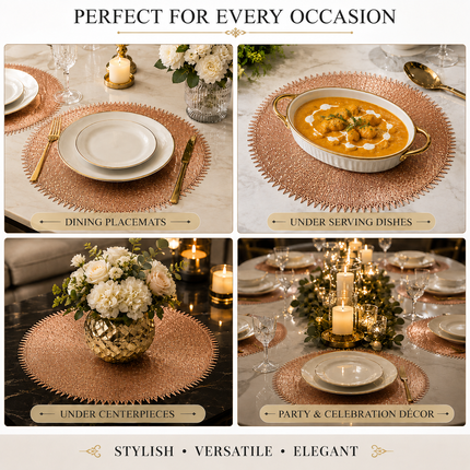 Table Mats Pack of 6 for Dining & Home Decor (Bronze)