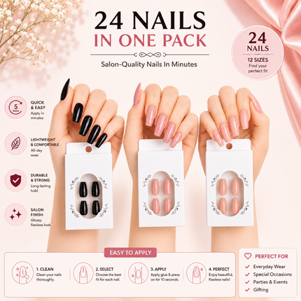 72-Pcs Glossy Cat Eye Nails(CH-01)