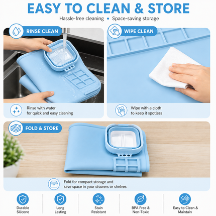 Silicone Painting Mat with Brush Cleaner, Holder & Paint Wells