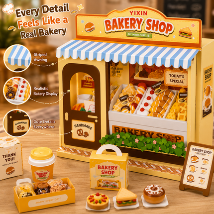 Mini DIY Pretend Play Shop Kit for Kids (Yellow)