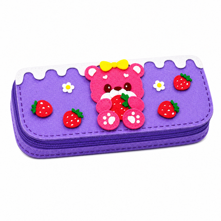 DIY Felt Pencil Case Sewing Kit for Kids with Zipper (Bear)