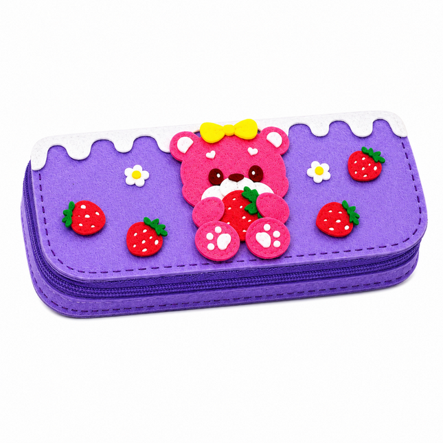 DIY Felt Pencil Case Sewing Kit for Kids with Zipper (Bear)