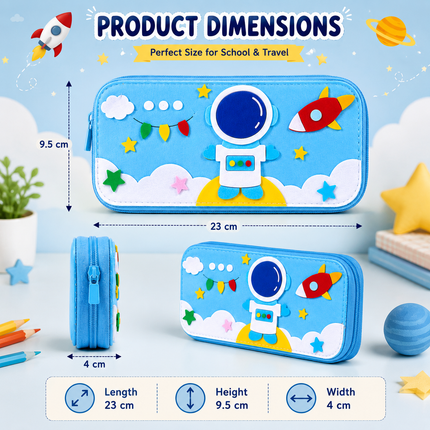 DIY Felt Pencil Case Sewing Kit for Kids with Zipper (Astronaut)