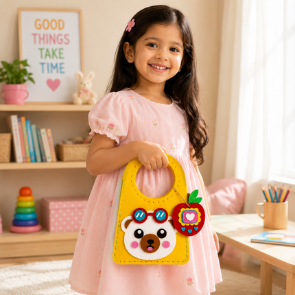 DIY Handbag Making Kit for Girls with 3D Stickers & Charms(Yellow)