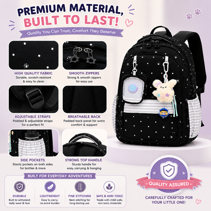 Coslifestore Cute Polka Dot Backpack for Girls, Teens & Women (Black)