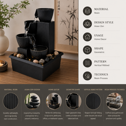 Premium Tabletop Water Fountain for Home Decoration(Model C)