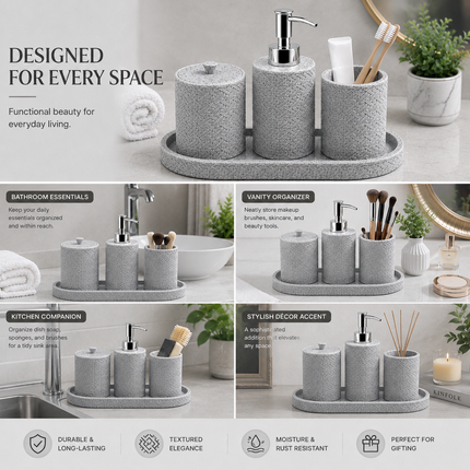 Bathroom Accessories Set of 4 (Grey)