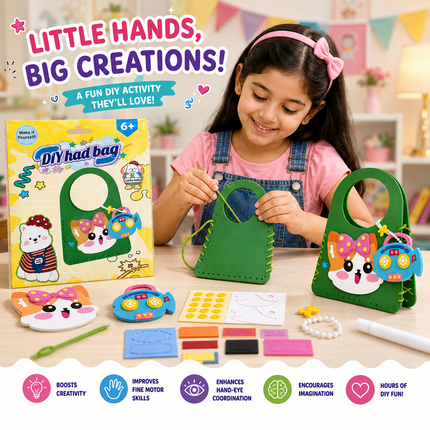 DIY Handbag Making Kit for Girls with 3D Stickers & Charms(Green)