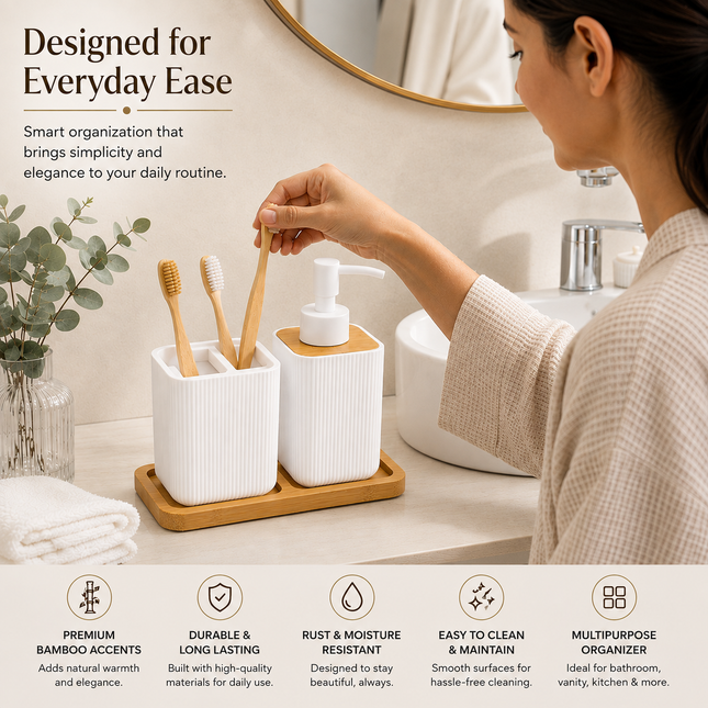 Bathroom Countertop Accessories Set (White)