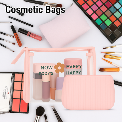 3-in-1 Makeup Bag Set (Baby pink)