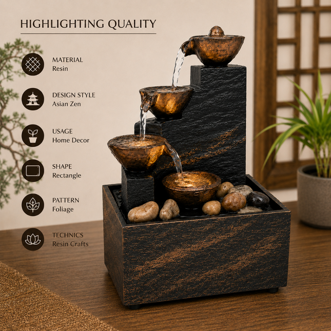 Premium Tabletop Water Fountain for Home Decoration(Model B)
