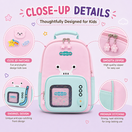 Kids School Backpack with Matching Sling Bag B (Pink)