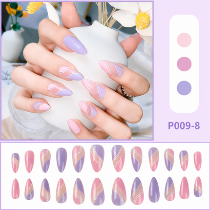 Ready to use Acrylic gel nails VIOLET AND PINK(P009-8)